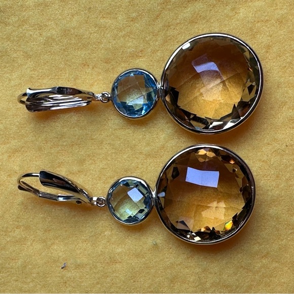 Ross-Simons 20.00 ct. tw Citrine and 4.00 ct. tw Sky Blue Topaz Drop Earrings - Picture 4 of 5